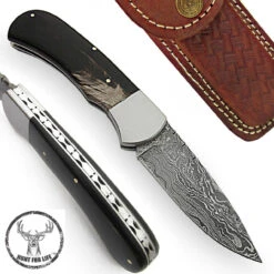 Hunt For Life Deadlock Damascus Slipjoint Pocket Knife -Knife & Sword 12A2 DM1968 2 96666.1564503647