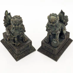 Ancient Guard Chinese Guardian Lion Fu Foo Dog Statuettes Bookends Pair 9 Ancient Guard Chinese Guardian Lion Fu Foo Dog Statuettes Bookends Pair -Knife & Sword 5511 78091.1657130125