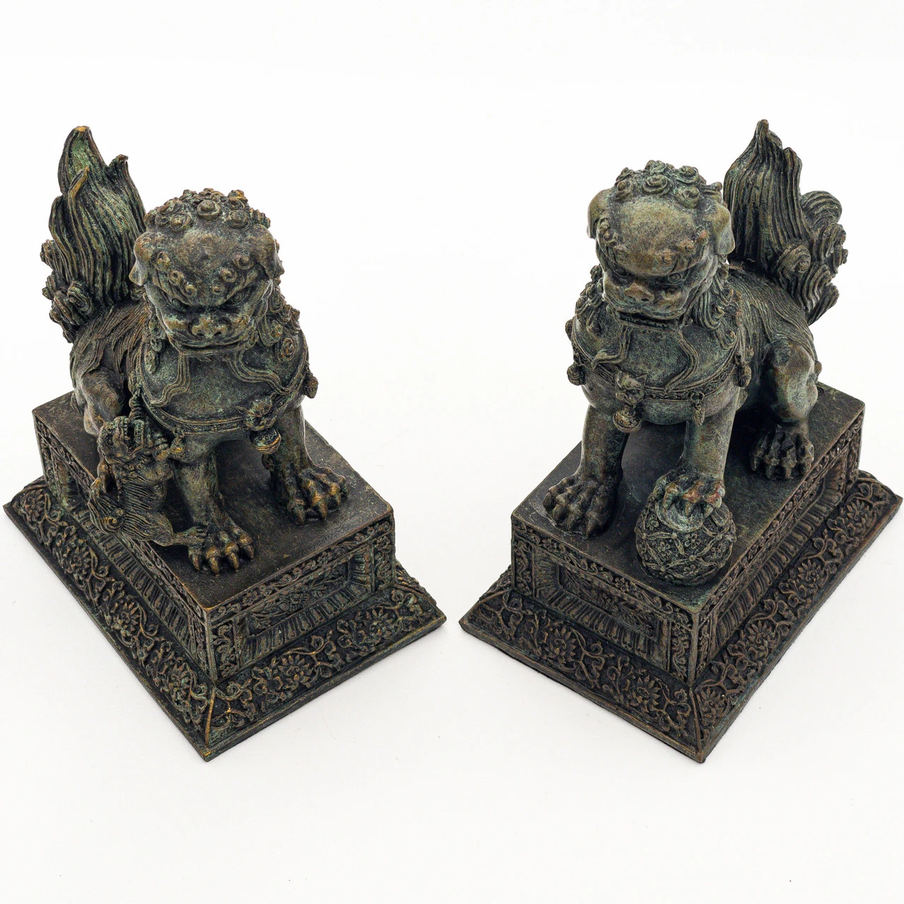 Ancient Guard Chinese Guardian Lion Fu Foo Dog Statuettes Bookends Pair 5 Ancient Guard Chinese Guardian Lion Fu Foo Dog Statuettes Bookends Pair - Image 5