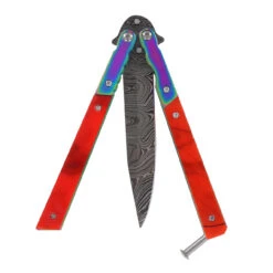 Heavy Duty Whiskey Outlaw Balisong Damascus Knife -Knife & Sword 8BC550PKRB D1 79988.1665284743