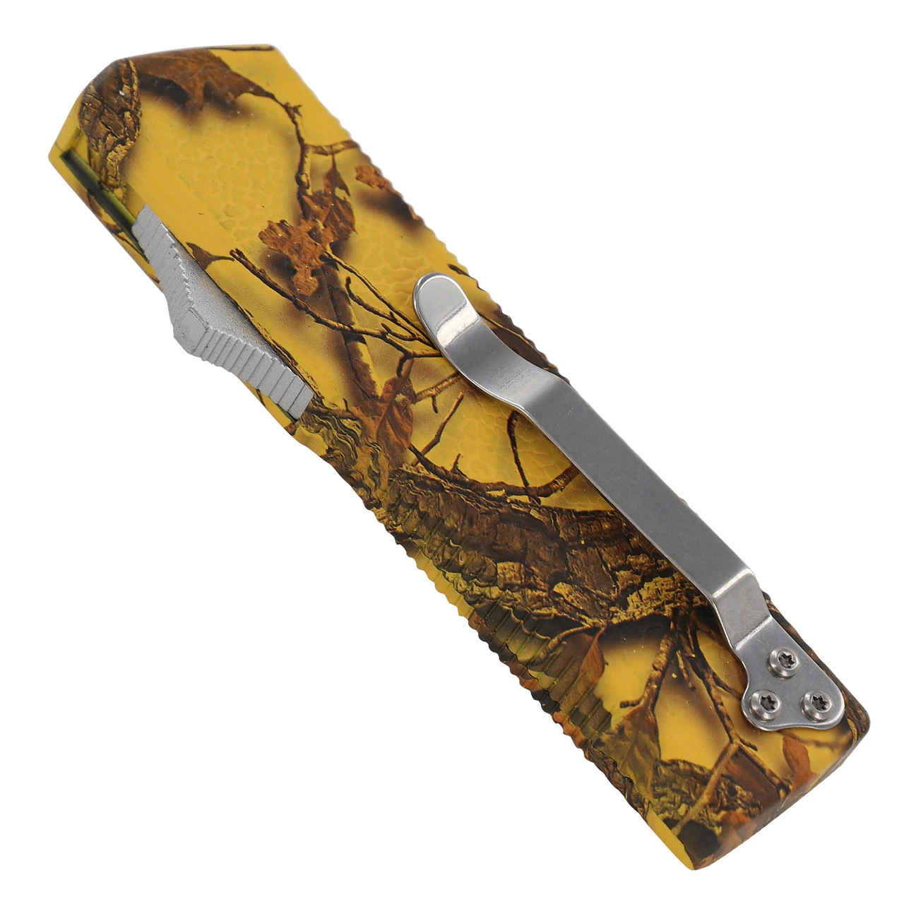 Real Tree Yellow Camouflage Lightning OTF Dual Action Knife 3 Real Tree Yellow Camouflage Lightning OTF Dual Action Knife - Image 3