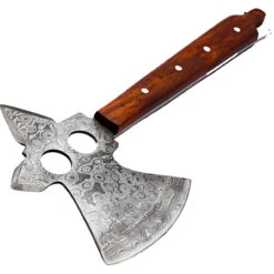 Glinting Light Full Tang Hand Forged Heavy Duty Functional Damascus Steel Throwing Axe W/ Genuine Leather Sheath -Knife & Sword AXD3162 03 40710.1693324055
