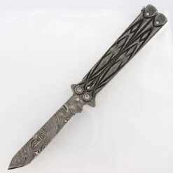 Butterfly Sudden Fatality Tribal Balisong Fanning Knife | Tanto Damascus Steel Blade