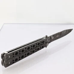 Shattered Without Hesitation Tanto Balisong Butterfly Knife | Damascus Steel Blade | Drop Point -Knife & Sword BF2487 D1 05 07193.1691079836