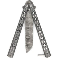 Shattered Without Hesitation Tanto Balisong Butterfly Knife | Damascus Steel Blade | Tanto Point -Knife & Sword BF2487 D2 55850.1691074078
