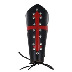 Holy Warrior Medieval Lace Up Leather Bracer | Black And Red | -Knife & Sword BR2229RD 51977.1602267393