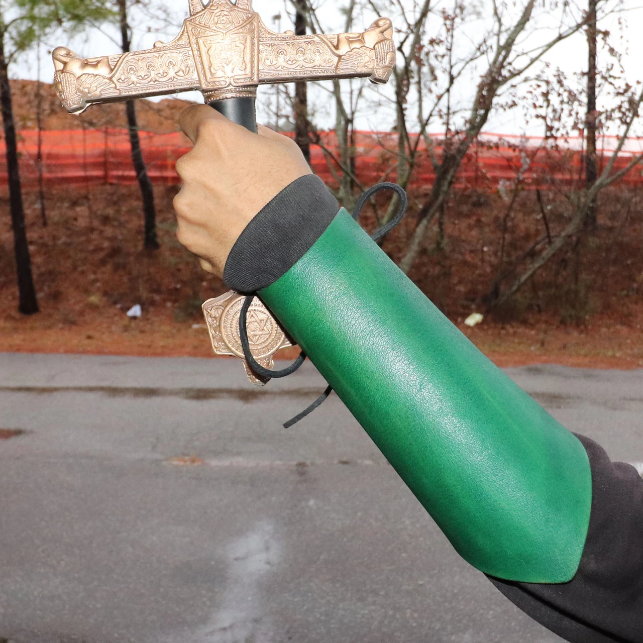 Medieval Warrior Lace Up Leather Bracer | Green | 3 Medieval Warrior Lace Up Leather Bracer | Green | - Image 3