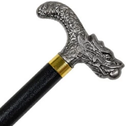Pearl Courier Chinese Folklore Dragon Derby Style Handle Pewter Finish Costume Walking Sword Cane -Knife & Sword CS3093 04 50054.1692806318