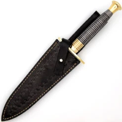 Full Damascus Steel Commando Knife | Pattern Welded Steel Full Tang Replica JSOC Dagger With Leather Sheath -Knife & Sword DHK3049BR 36036.1681328303