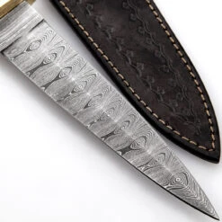 Full Damascus Steel Commando Knife | Pattern Welded Steel Full Tang Replica JSOC Dagger With Leather Sheath -Knife & Sword DHK3049BR 99392.1681328304