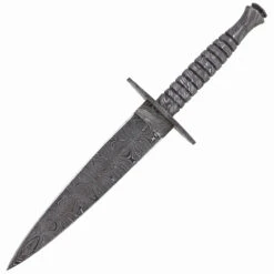 Full Damascus Steel Commando Knife | Pattern Welded Steel Full Tang Replica JSOC Dagger With Leather Sheath -Knife & Sword DHK3049 69780.1681328302