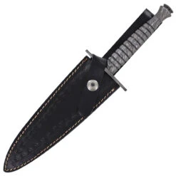Full Damascus Steel Commando Knife | Pattern Welded Steel Full Tang Replica JSOC Dagger With Leather Sheath -Knife & Sword DHK3049 45875.1681328302
