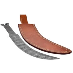 Trailing Spiral Full Tang Damascus Steel Build Your Own DIY Trailing Point Spiral Pommel Knife Blank W/ Genuine Leather Sheath -Knife & Sword DKP3101 03 91909.1689258558