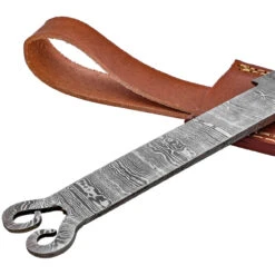 Trailing Spiral Full Tang Damascus Steel Build Your Own DIY Trailing Point Spiral Pommel Knife Blank W/ Genuine Leather Sheath -Knife & Sword DKP3101 05 85146.1689258558