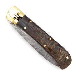 Ridges And Valleys Ram Horn Handle Damascus Lever Lock Automatic Knife -Knife & Sword DLV1RAM 42339.1665150098