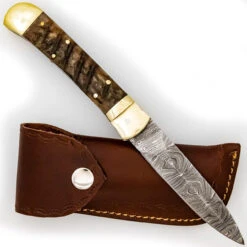 Hells Doorway Handmade Damascus Steel Automatic Lever Lock Knife