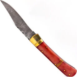 Bone Divination Damascus Clip Point Automatic Switchblade Lever Lock Knife -Knife & Sword DLV2800 68616.1649257331