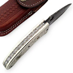 Chrysanthemum Damascus Folding Pocket Knife -Knife & Sword DM2040 75093.1564503948