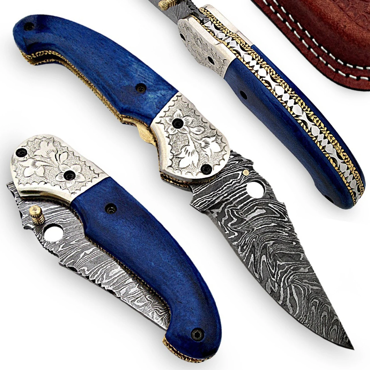 Damascus Steel Ancient Origins Handmade Pocket Knife 4 Damascus Steel Ancient Origins Handmade Pocket Knife - Image 4