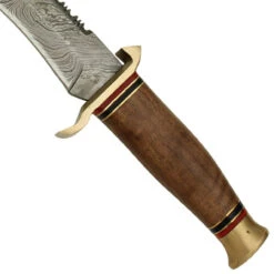 Buffalothorn Damascus Hunting Knife With Sienna Sheath -Knife & Sword DM60 84102.1564502236