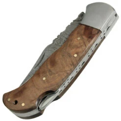 Wooden Hand Forged Damascus Lockback Folding Knife