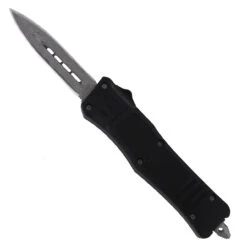 Bad Omen Miniature Damascus Steel Automatic Out The Front Knife