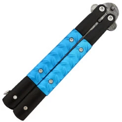 Azure Sky Butterfly Knife With Hard ABS Sheath | Damascus Steel | Tanto Point Blade -Knife & Sword GBS40 D2 03 80214.1691164384