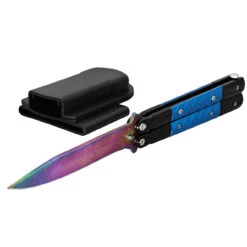 Azure Sky Butterfly Knife With Hard ABS Sheath | Titanium Damascus Steel | Drop Point Blade 10 Azure Sky Butterfly Knife With Hard ABS Sheath | Titanium Damascus Steel | Drop Point Blade -Knife & Sword GBS40 D3 04 26454.1691164585