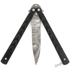 Black Butterfly Balisong Knife With Hard ABS Sheath | Drop Point Blade | Damascus Steel -Knife & Sword GBS47 D1 10250.1691421164