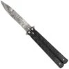 Black Butterfly Balisong Knife With Hard ABS Sheath | Drop Point Blade | Damascus Steel