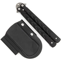 Black Butterfly Balisong Knife With Hard ABS Sheath | Drop Point Blade | Damascus Steel -Knife & Sword GBS47 D1 71194.1691421164