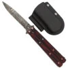 Micarta Simple Butterfly Red & Black Knife W/ ABS Belt Holster | Damascus Steel Blade | Drop Point