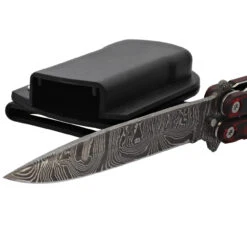 Micarta Simple Butterfly Red & Black Knife W/ ABS Belt Holster | Damascus Steel Blade | Drop Point -Knife & Sword GBS49 D1 04 82400.1691424367
