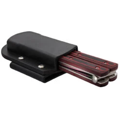 Micarta Simple Butterfly Red & Black Knife W/ ABS Belt Holster | Titanium Damascus Steel Blade | Drop Point -Knife & Sword GBS49 D3 05 23014.1691425582