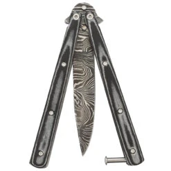 Micarta Simple Butterfly Black Knife | Damascus Steel Blade | Drop Point -Knife & Sword GBS50 D1 04 85474.1691433816