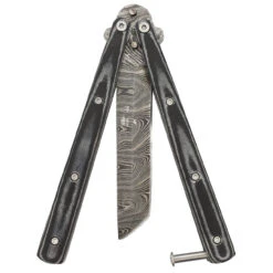 Micarta Simple Butterfly Black Knife | Damascus Steel Blade | Tanto Point -Knife & Sword GBS50 D2 02 01144.1691433973