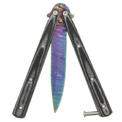 Micarta Simple Butterfly Black Knife | Titanium Damascus Steel Blade | Drop Point -Knife & Sword GBS50 D3 04 26294.1691434198