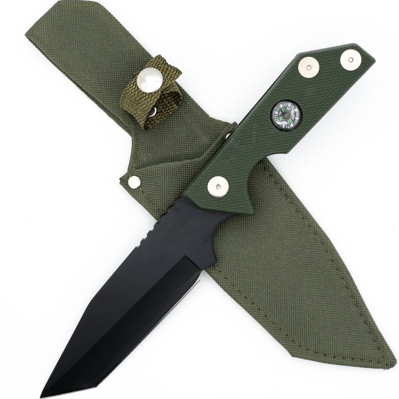 Heavily Wooded Tanto Survival Hunting Knife With Compass 1 Heavily Wooded Tanto Survival Hunting Knife With Compass