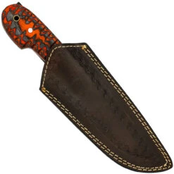 Jagged Rose Full Tang Clip Point Hand Forged Damascus Steel Small Medium Game Hunting Knife W/ Genuine Leather Sheath & Dyed Birch Wood Scales -Knife & Sword HKD3167 05 50575.1693326306