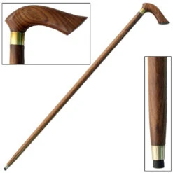 Half-Crook Sheesham Wood Grip Cane -Knife & Sword IN10101 39039.1564501837