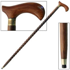 Spiral Sheesham Wood Derby Cane -Knife & Sword IN10105 76884.1564501843