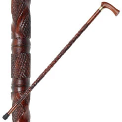 Geometric Sheesham Wooden Walking Cane -Knife & Sword IN10110 71075.1564502824