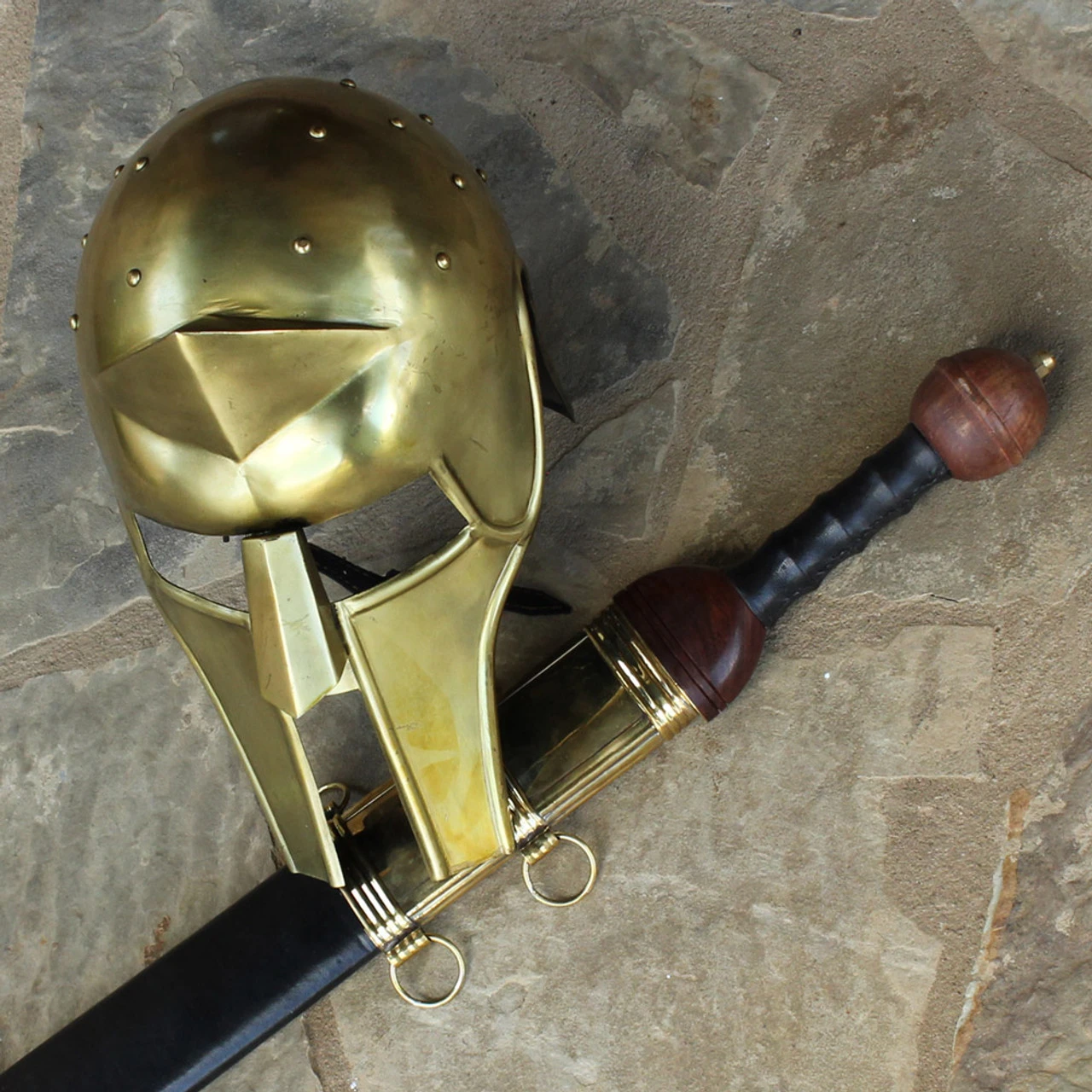 Roman Gladiator Arena Brass Spike Helmet 2 Roman Gladiator Arena Brass Spike Helmet - Image 2