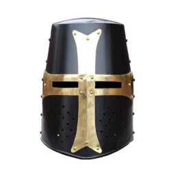 Dark Crusade Pure Brass Steel Great Helm Knights Helmet -Knife & Sword IN2286BK 11912.1610120049