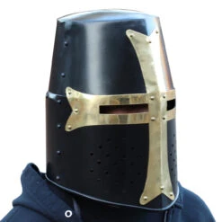 Dark Crusade Pure Brass Steel Great Helm Knights Helmet -Knife & Sword IN2286BK 75960.1610120049