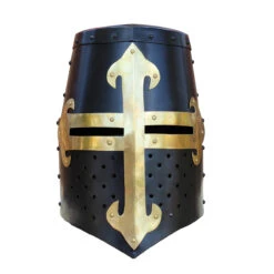 Knights Templar Brass Trimmed Crusader Practice Helmet Without Liner | Black |