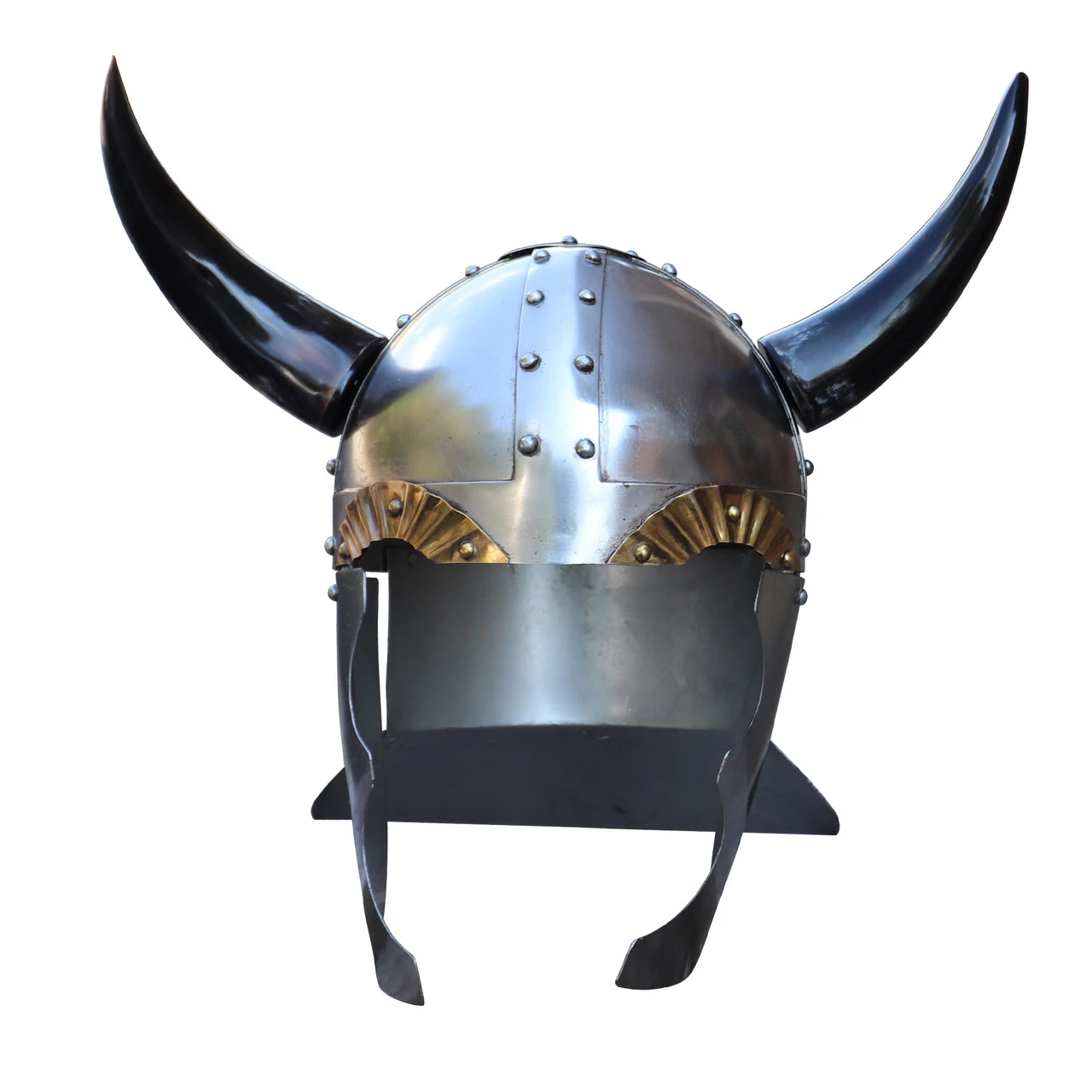 Viking Leader 18 Gauge Steel Helmet With Horns 1 Viking Leader 18 Gauge Steel Helmet With Horns