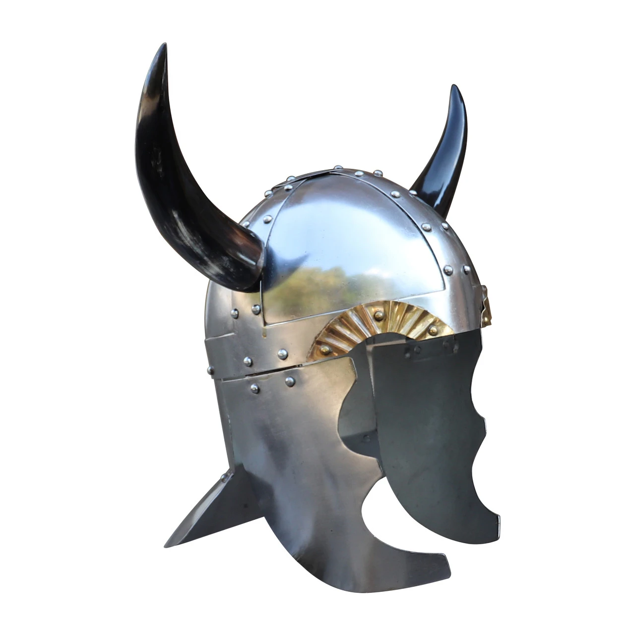 Viking Leader 18 Gauge Steel Helmet With Horns 2 Viking Leader 18 Gauge Steel Helmet With Horns - Image 2