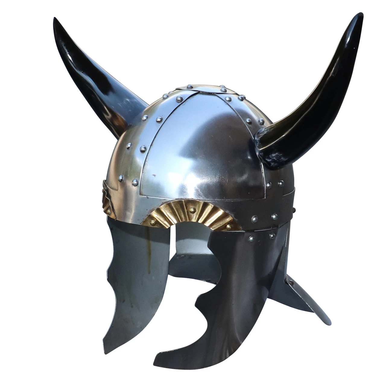Viking Leader 18 Gauge Steel Helmet With Horns 3 Viking Leader 18 Gauge Steel Helmet With Horns - Image 3