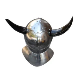 Viking Leader 18 Gauge Steel Helmet With Horns 8 Viking Leader 18 Gauge Steel Helmet With Horns -Knife & Sword IN60647 82446.1571669270